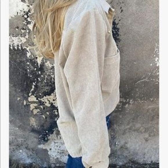 NEW Corduroy Rivet Studded Button Down Shirt - Picture 4 of 6